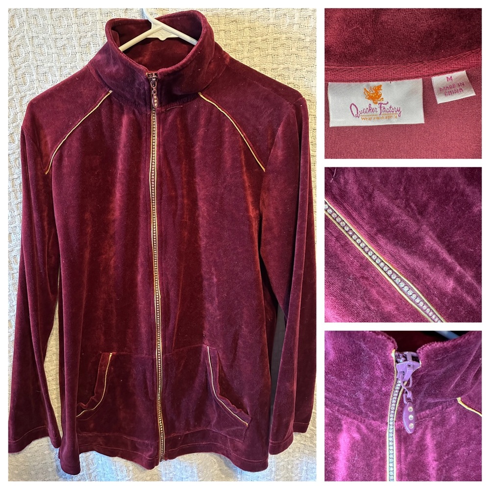 Quacker Factory zip front jacket with trim